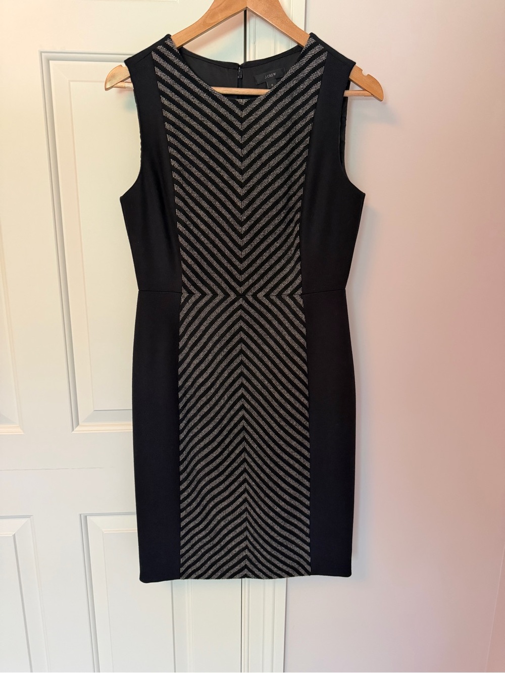 NWOT J. Crew Navy Dress with Grey Chevron Center - Classic Professional Wear
